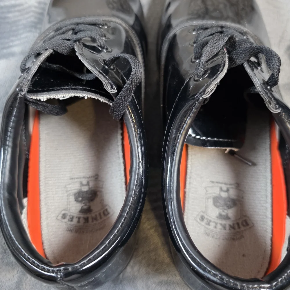 Dinkles Unisex Marching Band Shoes Black Faux Patent Leather Size M 10.5 W 12.5